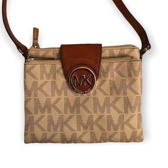 Michael kors white gold crossbody bag - Picture 1 of 12